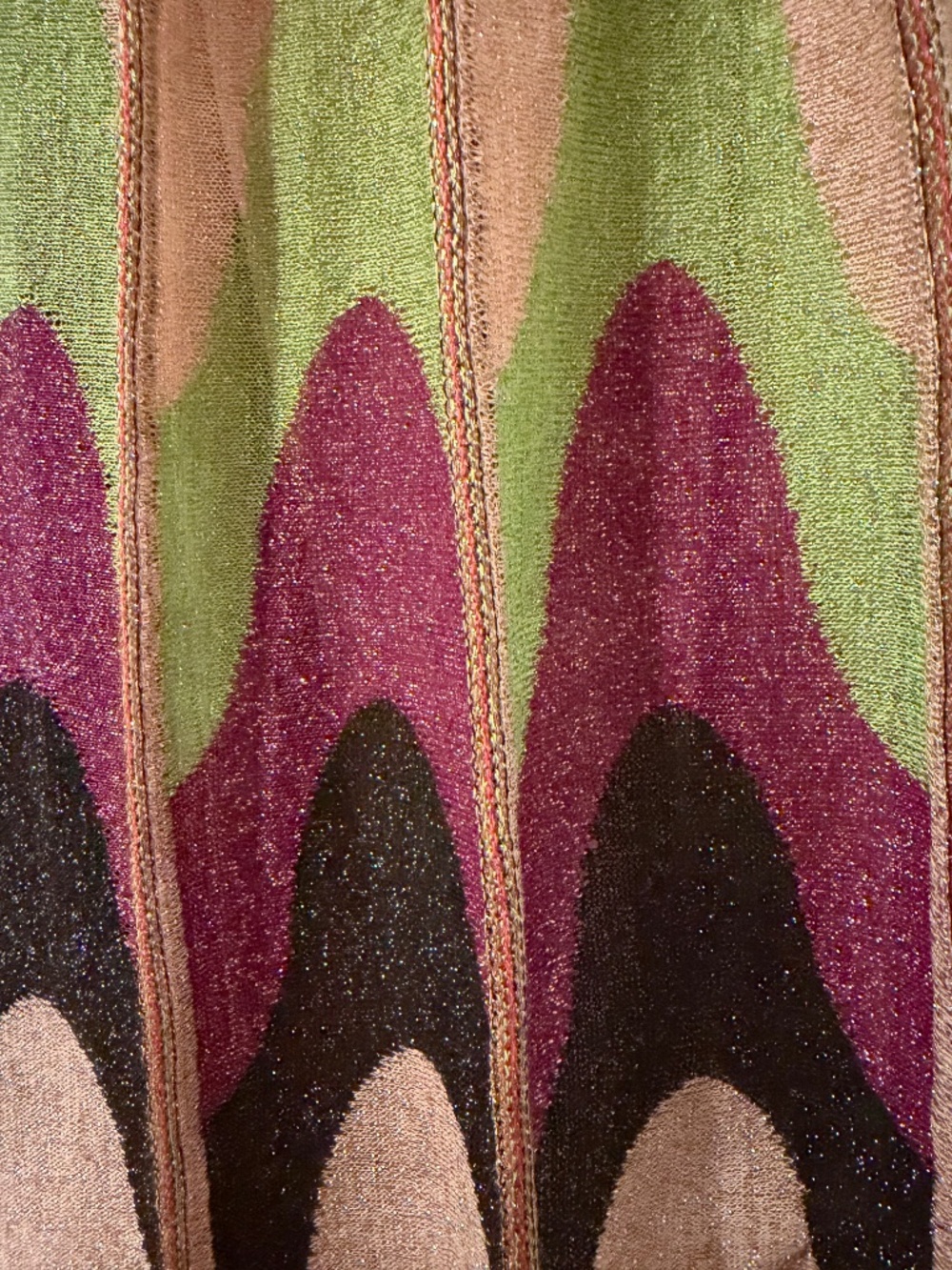 M Missoni Collection Metallic Lurex Multicolor Wave Halter Midi Dress - Picture 5 of 6